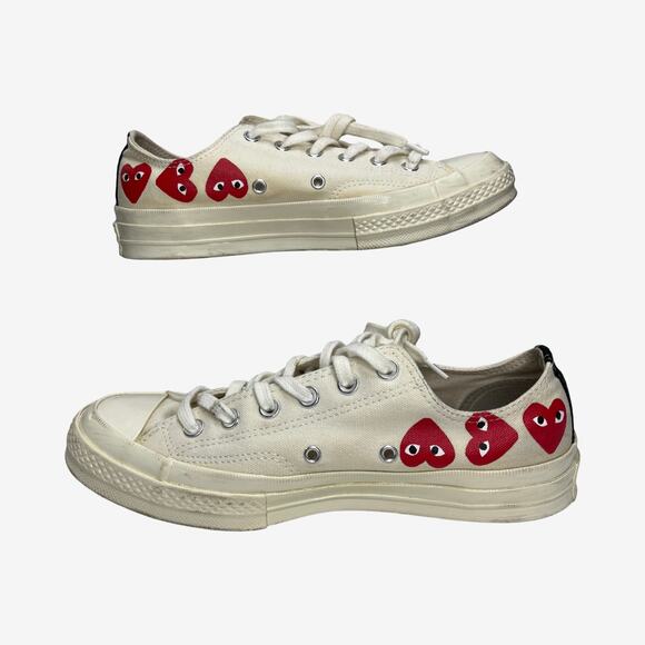 Comme Des Garçons PLAY x Converse Chuck Taylor Red Heart Low Top Sneakers 7M/ 9W - Picture 12 of 12
